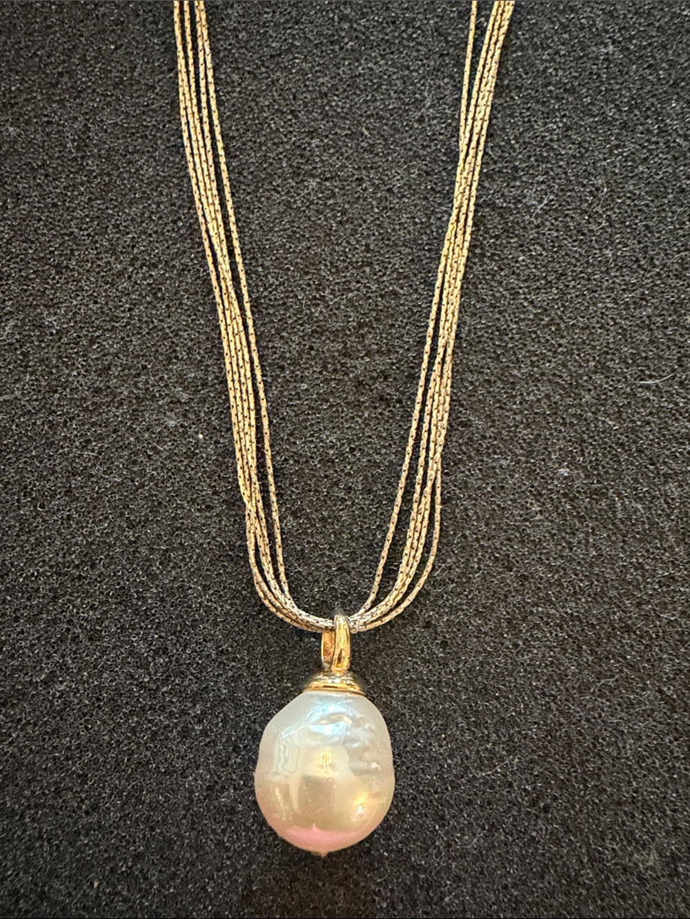 Majorica Pearl Pendant Multi-Strand Necklace in Gold & Pink